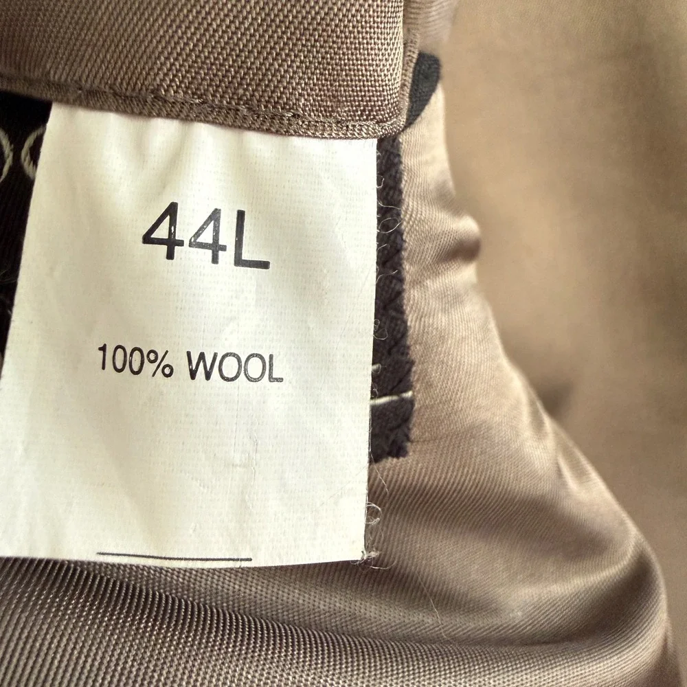 JOS ABANK Harris Tweed Blazer 44L Herringbone Wool Sport Brown Coat Horn Buttons